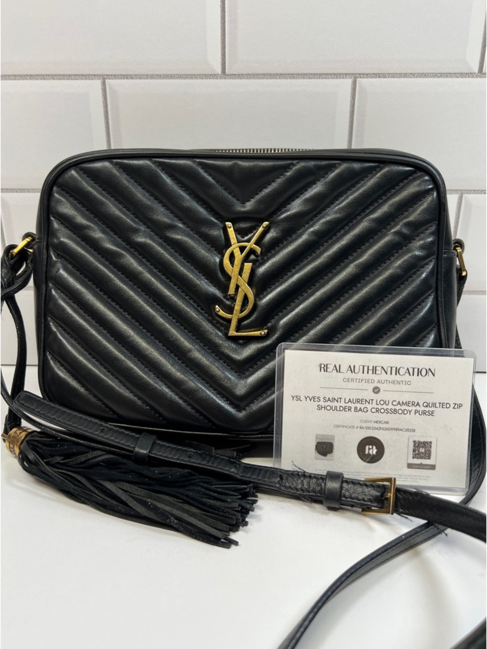 YSL Yves Saint Laurent Lou Camera Quilted Zip Shoulder Bag Crossbody Purse